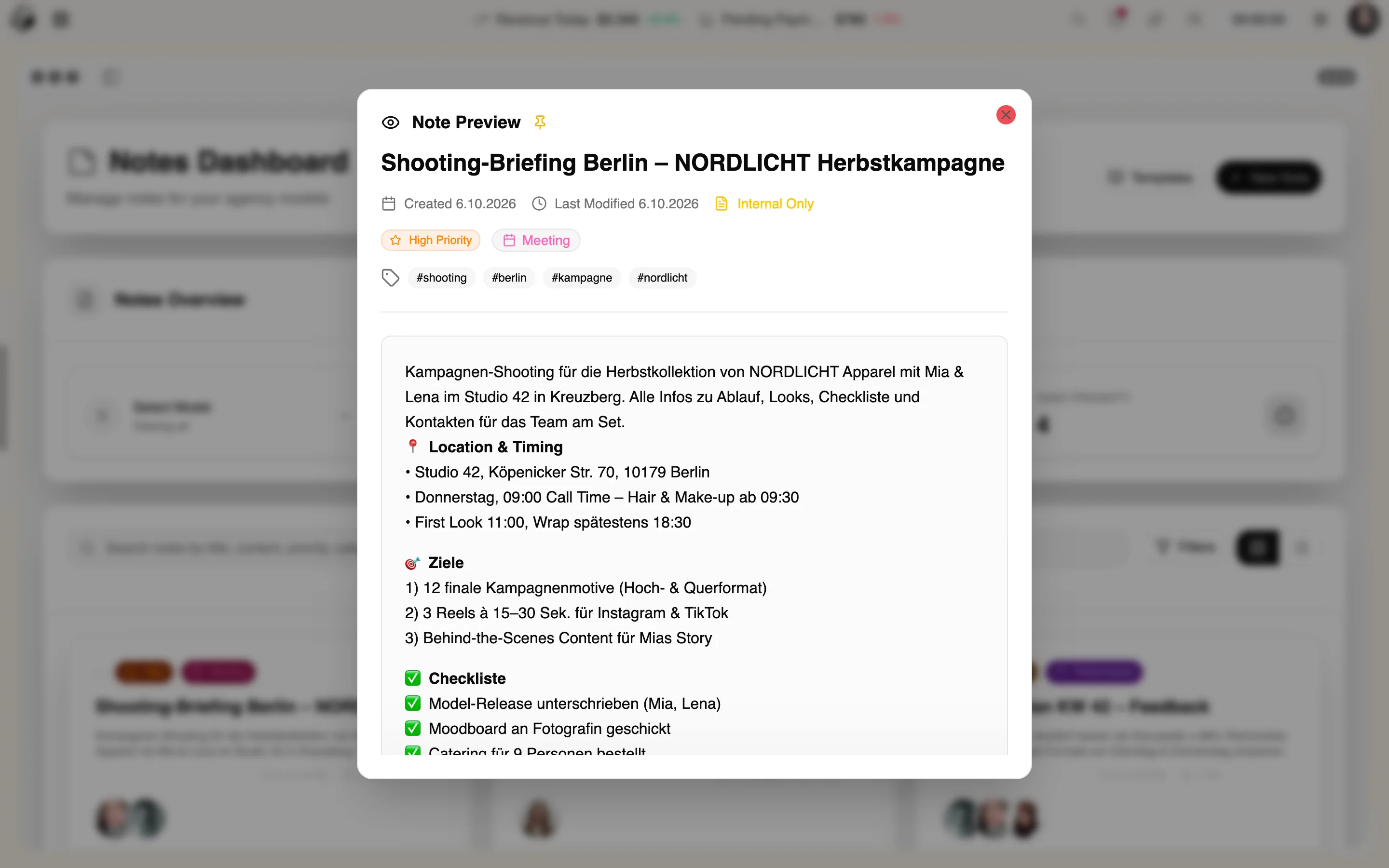 ModelSuite Notizen & Editor – weitere Ansicht